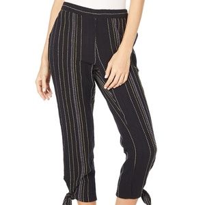 Michael Stars Black Beach Stripe Capri Pants Large